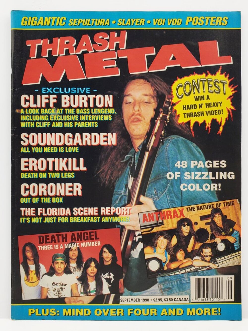 Thrash Metal Magazine Vintage 1990 Cliff Burton Soundgarden Anthrax + Posters